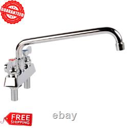 12 Swing Spout Commercial Sink Faucet Bar Deck Mount Heavy Duty 4 Centers GPM