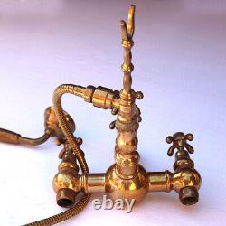 1825 Antique French Patinated Copper Double-End Bateau Bathtub and Brass Faucet