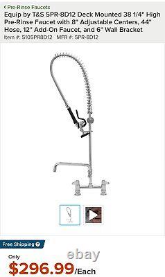 38 1/4 High Pre-Rinse Faucet with 8 Adjustable Centers, 44 Hose
