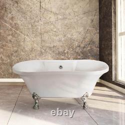 60 In. Acrylic Clawfoot Non-Whirlpool Bathtub in Glossy White with Polished Chro