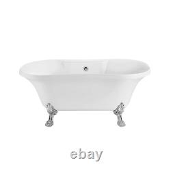 60 In. Acrylic Clawfoot Non-Whirlpool Bathtub in Glossy White with Polished Chro