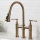 Allyn Transitional Bridge Kitchen Faucet With Pull-down Sprayhead In Brushed Gol