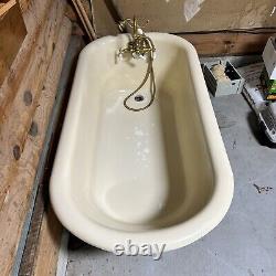Antique Clawfoot Cast Iron Bath Tub With Gold Gooseneck Faucet Local Pick-up