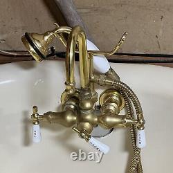 Antique Clawfoot Cast Iron Bath Tub With Gold Gooseneck Faucet Local Pick-up