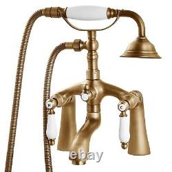 Aolemi Antique Brass Clawfoot Tub Faucet Deck Mount 2 Hole 6 Inch Center with