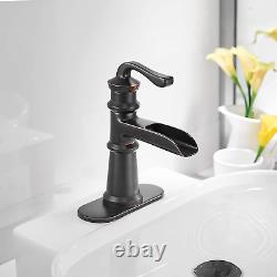 BATHLAVISH Bronze Bathroom Faucet Waterfall Sink Oil Rubbed Single Hole Farmhous