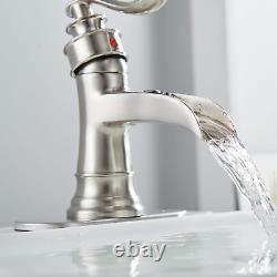 Bathroom Faucet Brushed Nickel Sink Waterfall Bath Spout Vanity Antique Style De