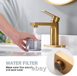 Bathroom Faucet Single Hole, Bathroom Sink Faucet with Pop up Drain Assembly wit