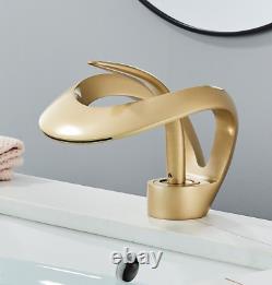 Bathroom Sink Faucet Kitchen Mixer Tap Vanity Brass Single Handle One Hole Gold