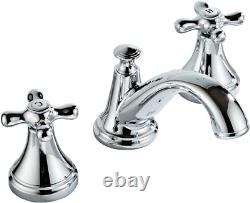 Bathroom Sink Faucet Widespread Chrome Finish 2 Handle 3 Hole Deck Mount Lavator