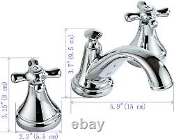 Bathroom Sink Faucet Widespread Chrome Finish 2 Handle 3 Hole Deck Mount Lavator