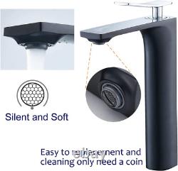 Black Chrome Bathroom Faucet Tall Single Handle Bathroom Vessel Sink Faucet 1 Ho