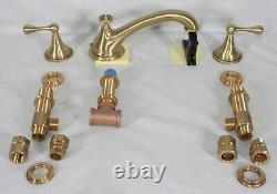 Broadway Collection Brushed Satin Brass Roman Tub 8 Deck Mount Faucet Set