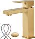 Brushed Gold Bathroom Faucet Single Handle Lavatory Vanity Sink Faucet With Pop