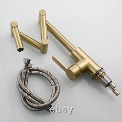 Brushed Gold Pot Filler Faucet Deck Mount Brass Folding Kitchen Sink Faucet for