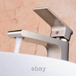 Brushed Nickel Bathroom Vessel Sink Faucet Single Handle One Hole Deck Mount Lav