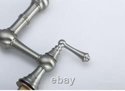 Brushed Nickel Brass Bridge Faucet With Ball Center Kitchen Faucet Mixer Taps