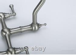 Brushed Nickel Brass Bridge Faucet With Ball Center Kitchen Faucet Mixer Taps