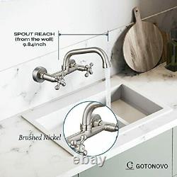 Brushed Nickel Wall Mount Faucet 8 Inch Center Kitchen Sink (Brushed Nickel)