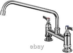 CWM Commercial Sink Faucet 8 Inch Center Commercial Faucets with 12 Inch Swviel