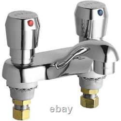 Chicago Faucets 802-V665E39ABCP Deck Mounted Metering Faucet 4 Centers Chrome