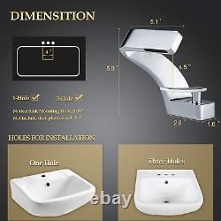 Chrome Bathroom Sink Faucet, Single Hole Faucet for Bathroom Sink, Solid Brass S