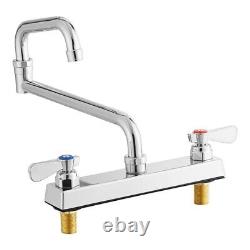 Commercial Deck-Mounted Faucet with 8 Center and 18 Double-Jointed Swing Spout