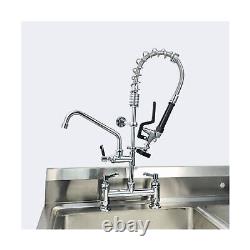 Commercial Faucet with Sprayer 25 Height Deck Mount 8 Inch Center Pre Rinse