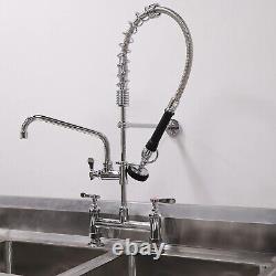 Commercial Kitchen Pre Rinse Faucet 8 Inches Center Deck Mounted Sink Mixer Tap