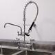 Commercial Kitchen Pre Rinse Faucet 8 Inches Center Deck Mounted Sink Mixer Tap