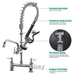 Commercial Kitchen Sink Faucet Pull Down Sprayer Pre-Rinse 8Center Deck Mounted