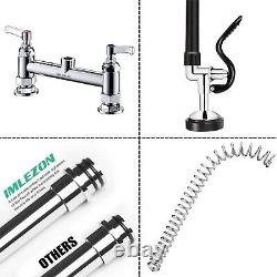 Commercial Kitchen Sink Faucet Pull Down Sprayer Pre-Rinse 8Center Deck Mounted