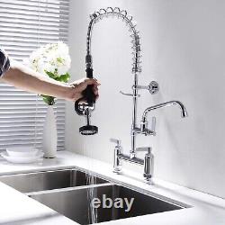 Commercial Sink Faucet Pre-Rinse Kitchen Pull Down Sprayer 8 Center Deck Mount