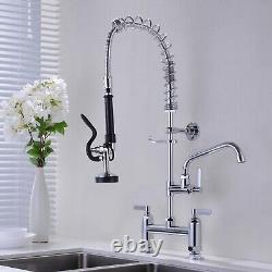 Commercial Sink Faucet Pre-Rinse Kitchen Pull Down Sprayer 8 Center Deck Mount