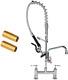 Commercial Sink Faucet With Pre Rinse Sprayer, 8 Inch Center 27 Height Deck Mou