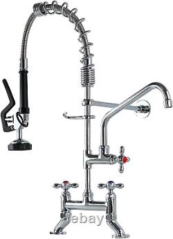 Commercial Sink Pre-Rinse Sprayer 4-8 Inch Center Deck Mount 26'' Height Kitchen