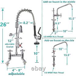 Commercial Sink Pre-Rinse Sprayer 4-8 Inch Center Deck Mount 26'' Height Kitchen