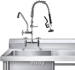 Commercial Sink Pre Rinse Sprayer Center Deck Mount with High Pressure Pull Down