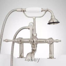 Deck-Mount Telephone Tub Faucet with Lever Handles, 4 Couplers -Brushed Nickel