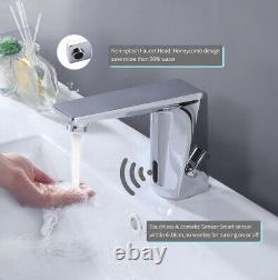 Electric Automatic Touchless Sensor Hands Free Bathroom Sink Faucet Chrome