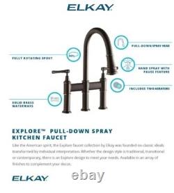 Elkay Explore Three Hole Bridge Faucet with Pull-down Spray (LKEC2037AS)