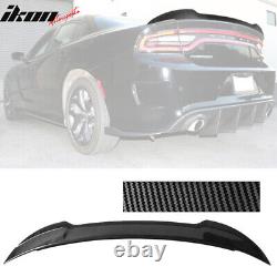 Fits 15-23 Dodge Charger V3 Style Carbon Fiber Print Rear Trunk Spoiler Wing Lip