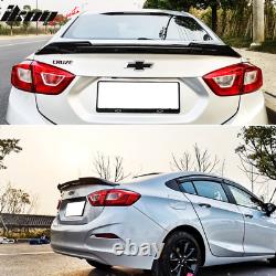Fits 16-19 Chevy Cruze Sedan Long LED Style Trunk Spoiler Wing Matte Black ABS