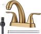 Gold Faucet For Bathroom Sink, Widespread Bathroom Faucet 3 Hole With Pop Up Dra