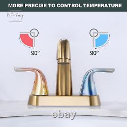 Gold Faucet for Bathroom Sink, Widespread Bathroom Faucet 3 Hole with Pop up Dra