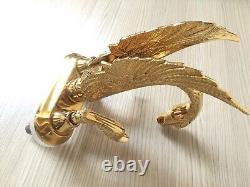 Gold PVD 4 Center Hole Swan Sink Faucet mixer tap Brass swan handles Deck mount