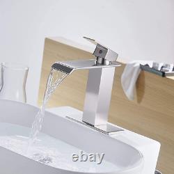 Greenspring Brushed Nickel Bathroom Faucet Single Handle Single Hole Waterfall f