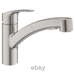 Grohe 30 306 1 Eurosmart 1.75 GPM 1 Hole Pull Out Kitchen Faucet SuperSteel