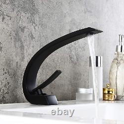 Homary Matte Black 1-Handle Sink Faucet for Bathroom with Pop up Sink Drain Curv