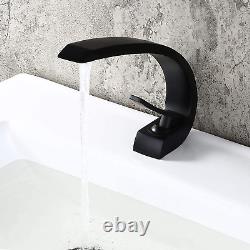 Homary Matte Black 1-Handle Sink Faucet for Bathroom with Pop up Sink Drain Curv